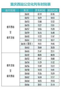 重庆西站公交化列车时刻表