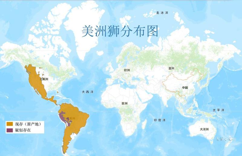 美洲狮分布图