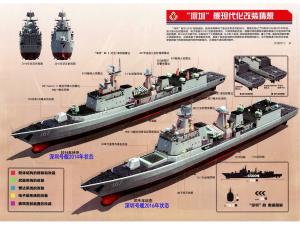 深圳号驱逐舰改装前后比较示意图