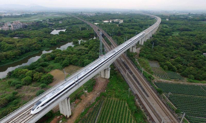 广惠城际铁路在惠州陈江上跨广梅汕铁路