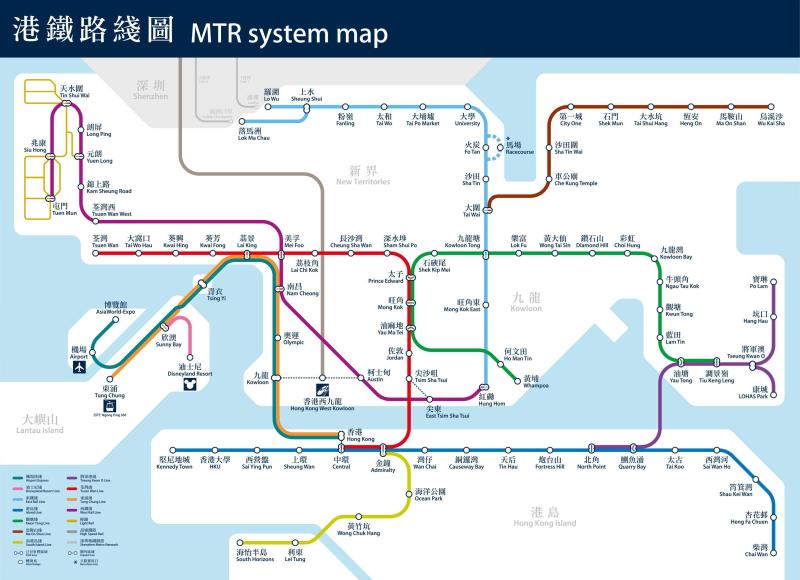 港铁线网示意图