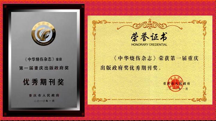《中华烧伤杂志》获奖证书