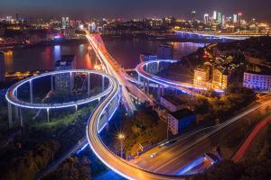 菜园坝长江大桥立交匝道夜景