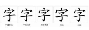 字形对比（楷体）