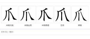 爪的字形对比