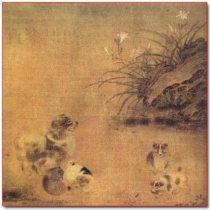 毛益于12世纪所绘《蜀葵游猫图》