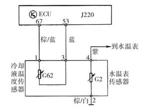 图3 轿车冷却液温度传感器的电路图