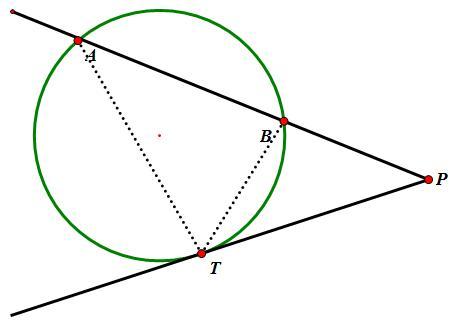 ptb=∠pat(弦切角定理);∠apt=∠tpb(公共角);∴ △pbt∽△pta