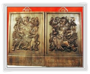 大康桃木工艺品--桃木浮雕神荼 郁垒