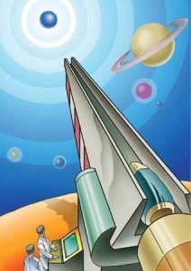 用电磁炮发射宇宙飞船的设想图