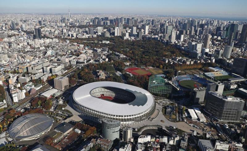 于空中拍摄的新国立竞技场（2019年11月29日，产经新闻）