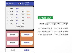 色差公式、色差测量结果显示
