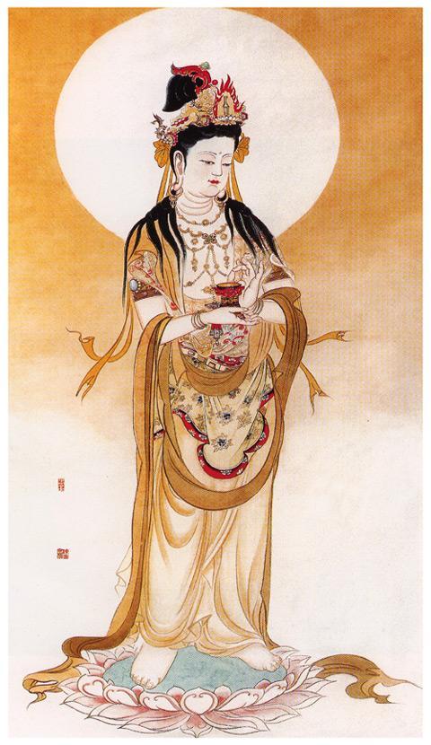他是净土宗西方三圣另外两圣是观音菩萨和大势至菩萨之首,主持着西方
