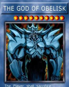 日文标示不同,这张卡上写的是"the god of obelisk"并且完全为英文的