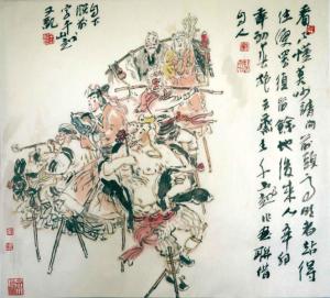 千山越国画作品--高跷闹春系列