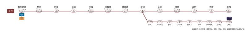 新版14号线一期及知识城支线路图