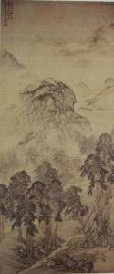 明 张宏《村径柴门图》