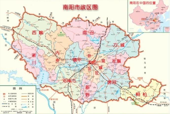 河南省南阳市行政区图