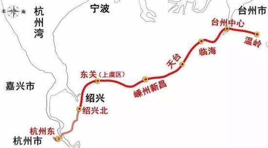 杭绍台城际铁路站点设置图