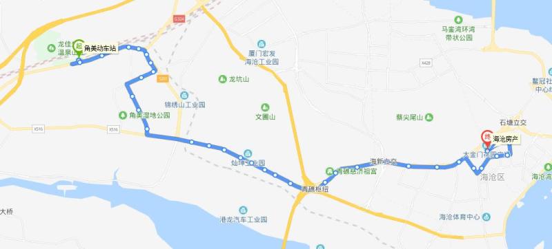 漳州公交709路上行路线图