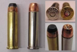 .357马格南手枪弹 左为软尖弹，右为空尖弹