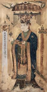 《于阗国王像》敦煌98窟，罗寄梅临摹