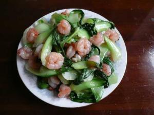 虾仁扒油菜