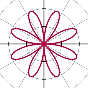 方程为 r（θ） = 2 sin 4θ的玫瑰线