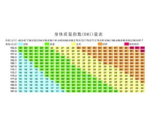 BMI指数表