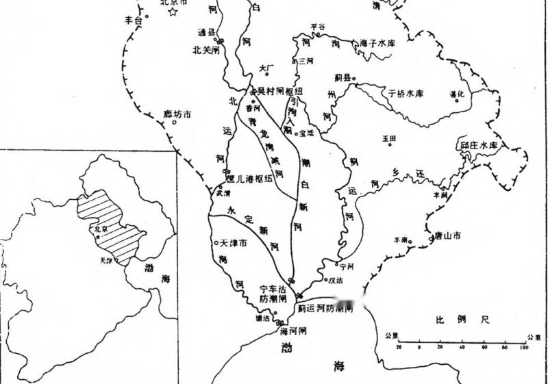 潮白河水系图图片