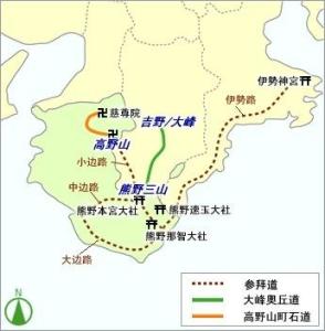 “纪伊山地的圣地与参拜道”的遗迹地图