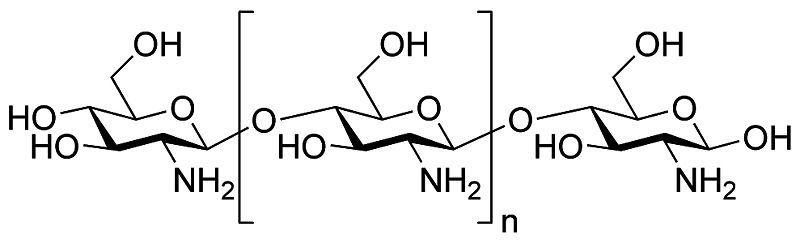 经过脱乙酰作用得到的,化学名称为聚葡萄糖胺(1-4-2-氨基-b-d葡萄糖