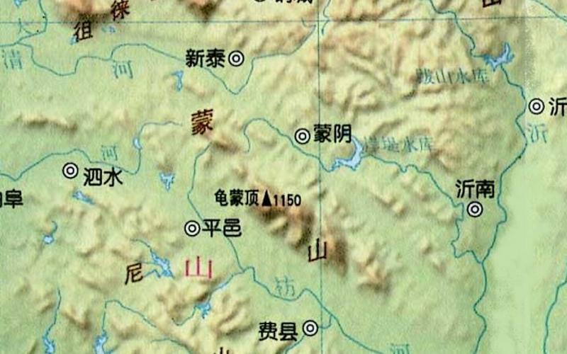 蒙山详细位置及走向、范围示意图