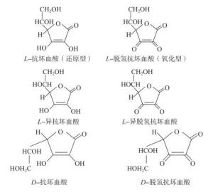 l-抗坏血酸和l-脱氢抗坏血酸及其异构体的化学结构