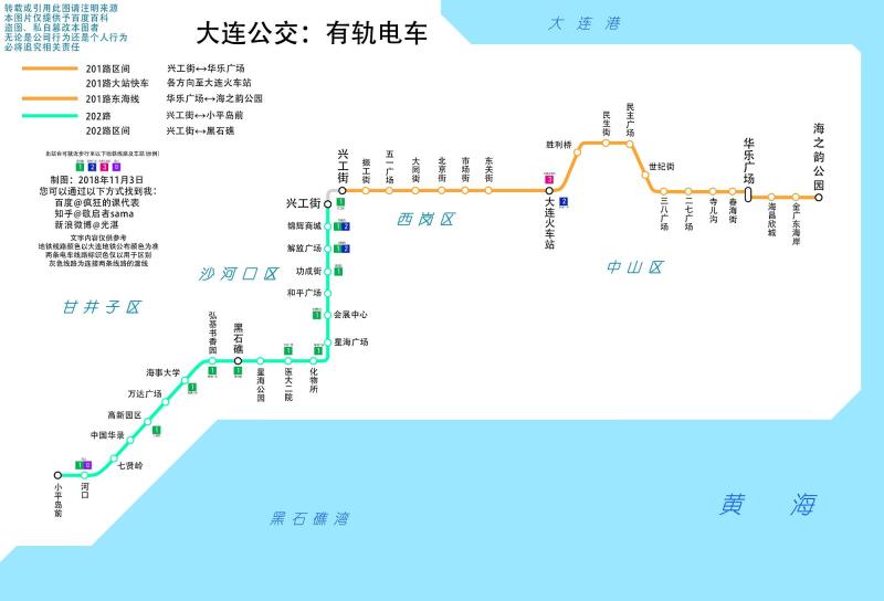 大连有轨电车运行线路图