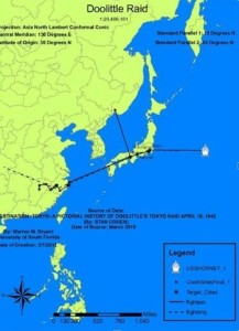 B-25的轰炸地点和坠机地点