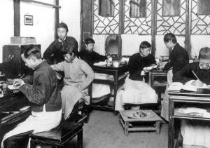 成都四川高等学堂自习的学生，1912年冬，美国路得·那爱德摄