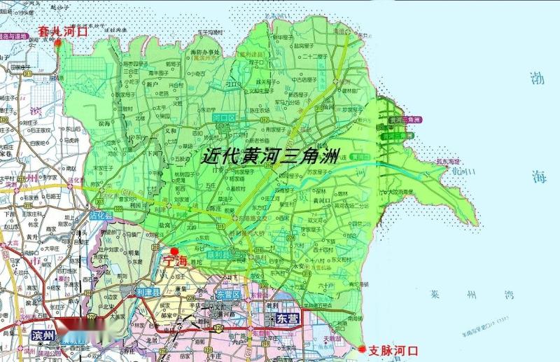 黄河三角洲（近代）的大致范围