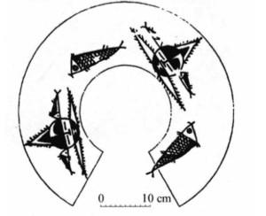 新石器时代人面鱼纹彩陶盆展开图