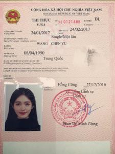 越南签证样本