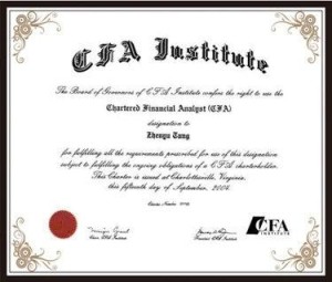 CFA证书