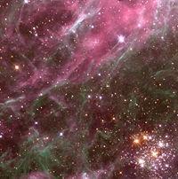 大麦哲伦星系中的疏散星团照亮了蜘蛛星云