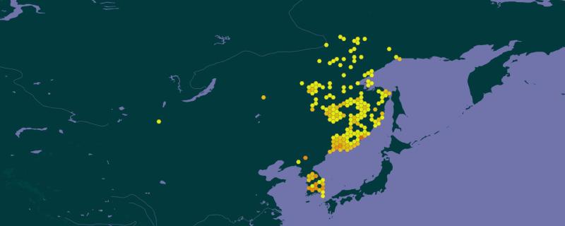 东北林蛙分布图