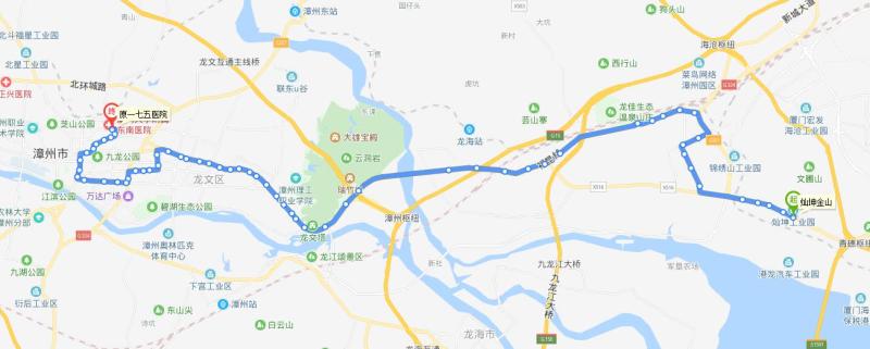 漳州公交23路下行路线图