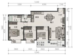 桂林漓江蓝湾89㎡的三房两厅两卫