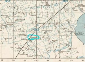1927年梅陇地区平面图，其中蓝圈为梅陇站
