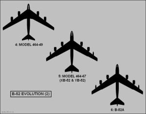 由 Model 464-49到量产型B-52A 的变化图