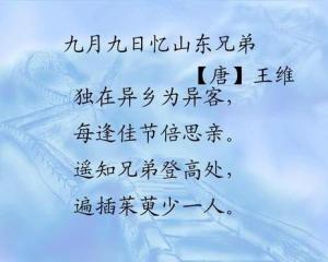 《九月九日憶山東兄弟》是唐代詩人王維所作的七言絕句,因王維重陽節