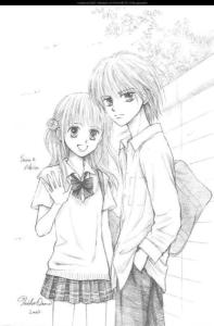 小花美穗在2003年画的高中时期的纱南和秋人