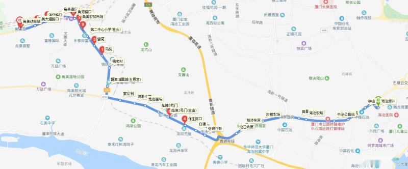 漳州公交709路下行路线图